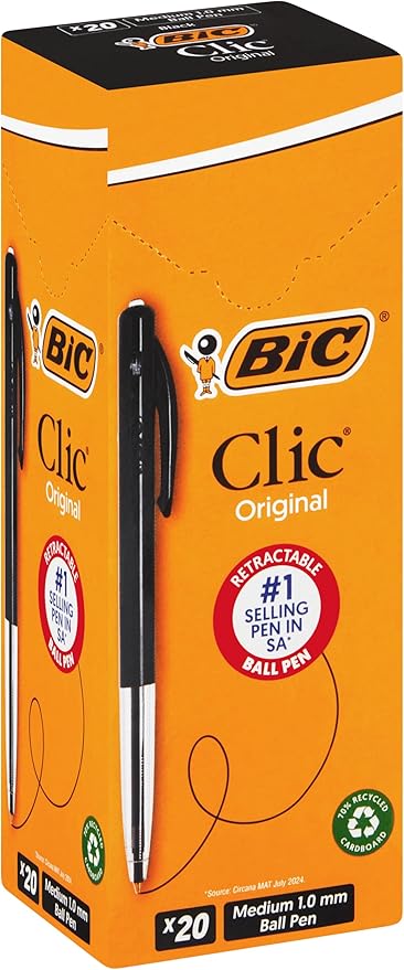 BIC Clic Medium, 1 mm Nib Size, Black